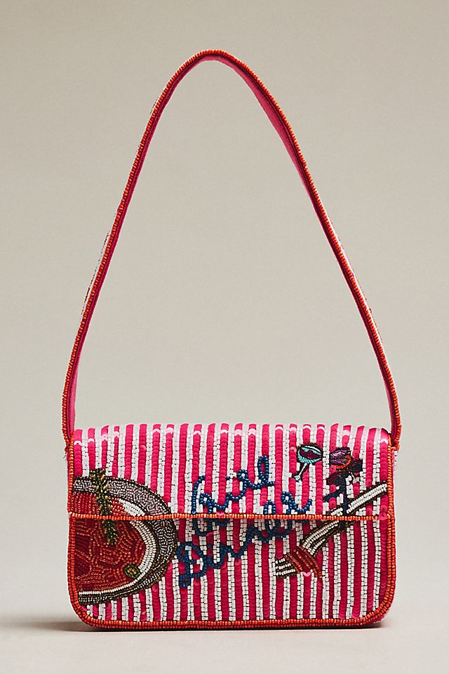 By Anthropologie Fiona Beaded Bag Sayings Edition