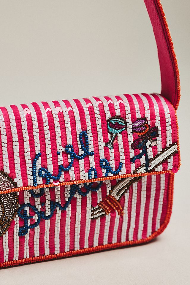 By Anthropologie Fiona Beaded Bag Sayings Edition
