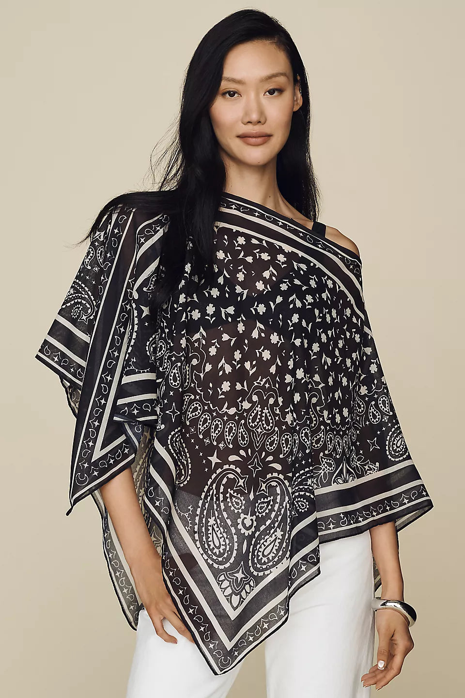 Printed Scarf Poncho