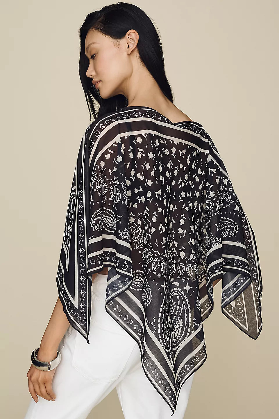 Printed Scarf Poncho