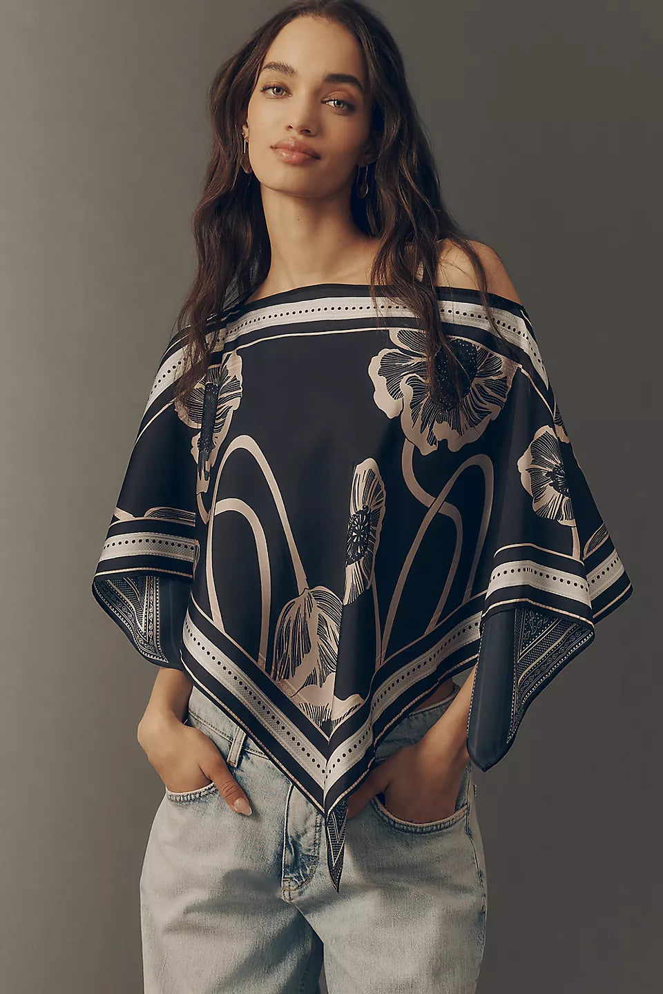 Printed Scarf Poncho