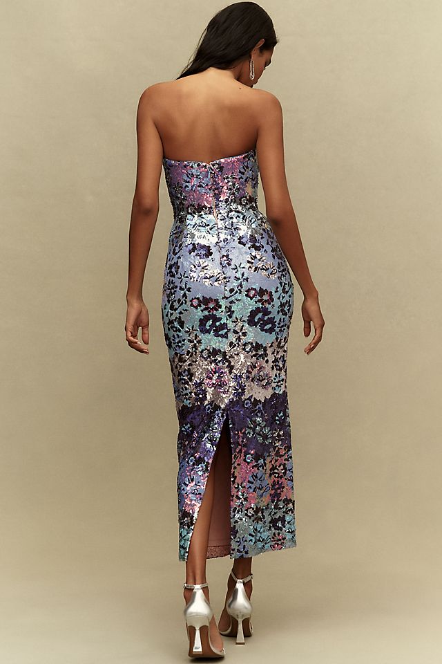 Helsi Leslie Strapless Midi Dress Blue Pattern