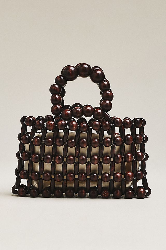 By Anthropologie Wood Bead Top-Handle Mini Satchel