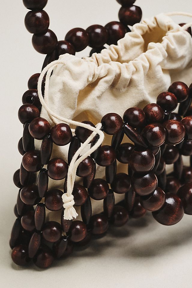 By Anthropologie Wood Bead Top-Handle Mini Satchel
