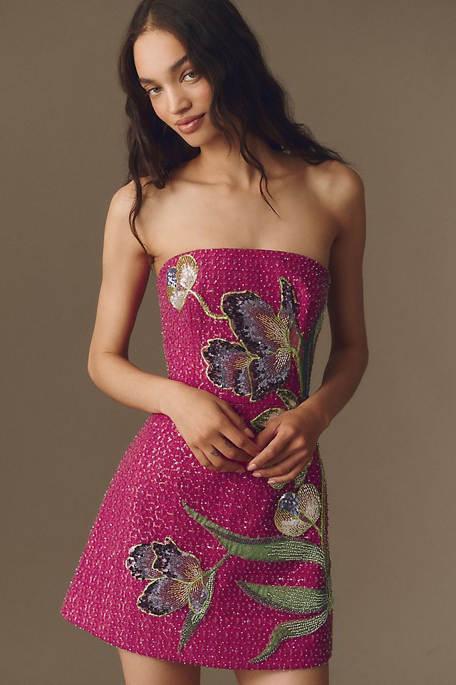 Helsi Frida Strapless Fit-and-Flare Mini Dress Fuchsia/Violet