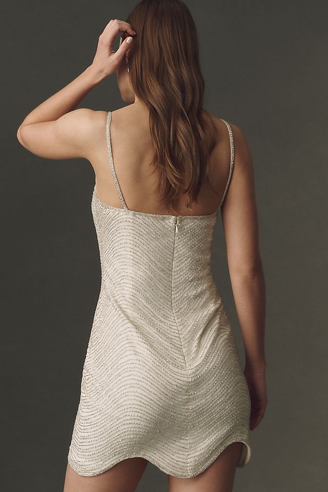 BHLDN Beaded Deco Mini Dress Antique White