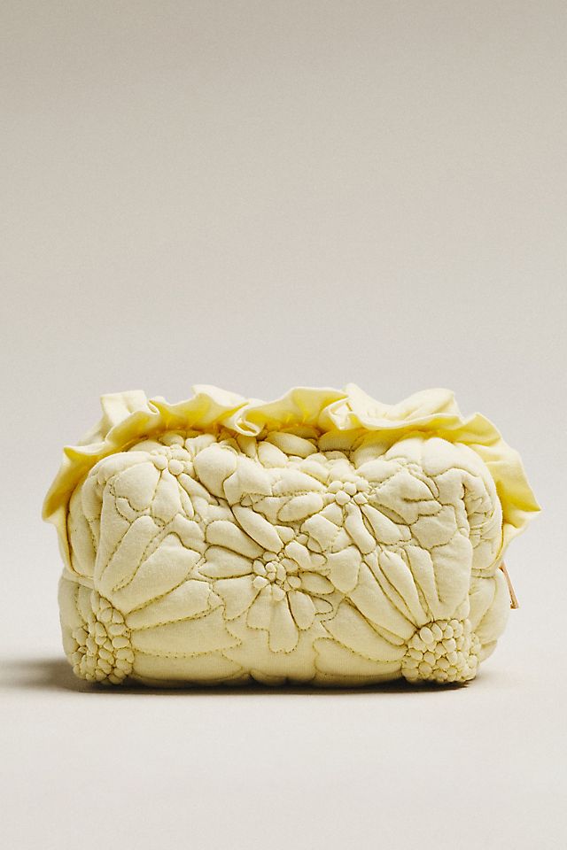By Anthropologie Dahlia Quilted Cotton Travel Cosmetic Pouch