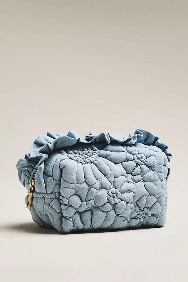 Dahlia Quilted Cotton Travel Cosmetic Pouch