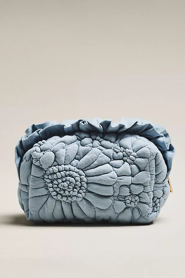 Dahlia Quilted Cotton Travel Cosmetic Pouch