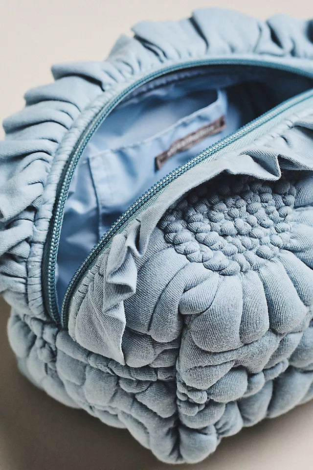 Dahlia Quilted Cotton Travel Cosmetic Pouch