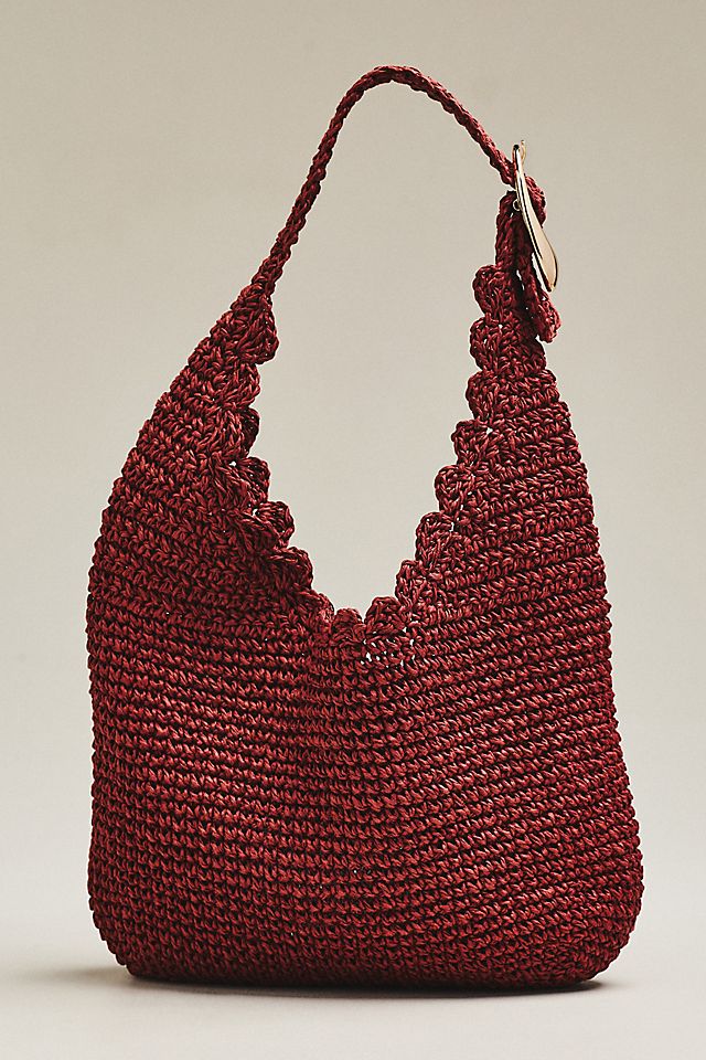 By Anthropologie Love Knot Raffia Buckle Slouchy Bag