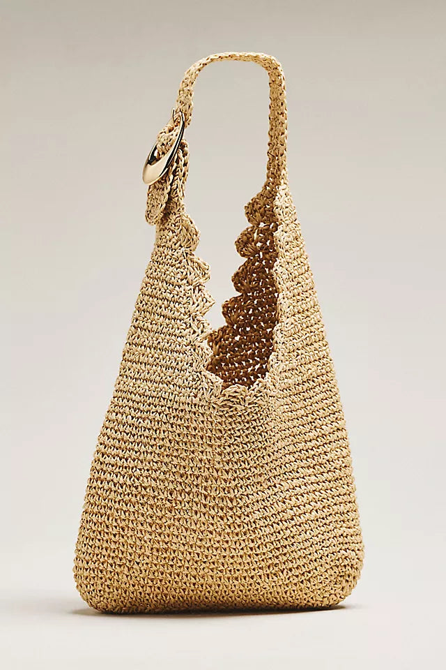 Love Knot Raffia Buckle Slouchy Bag