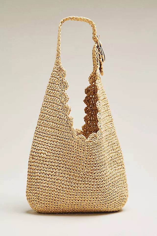 Love Knot Raffia Buckle Slouchy Bag
