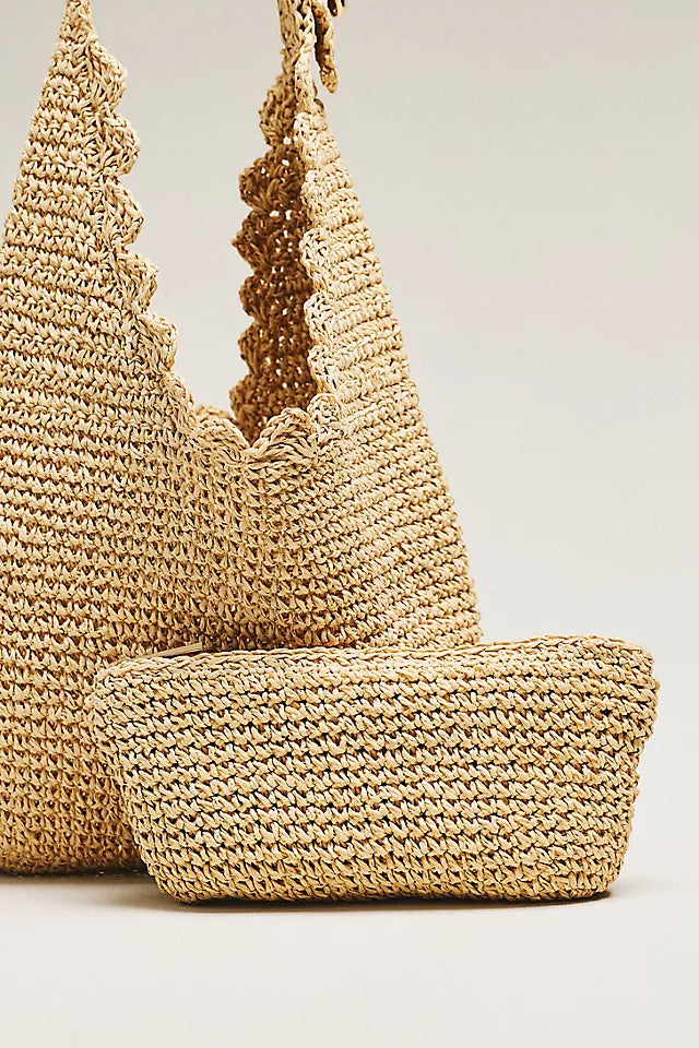 Love Knot Raffia Buckle Slouchy Bag