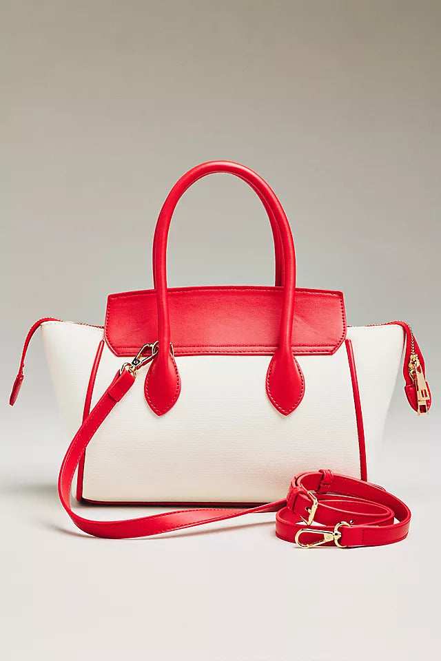 Canvas Foldover Satchel Tote Bag