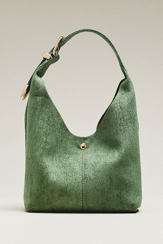 By Anthropologie Love Knot Faux Suede Mini Buckle Slouchy Bag