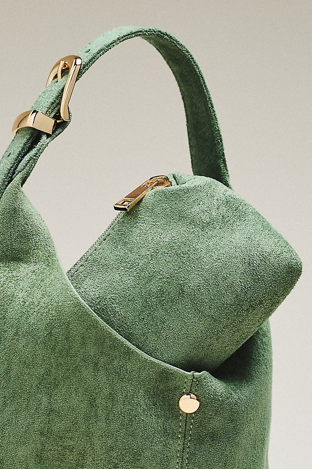By Anthropologie Love Knot Faux Suede Mini Buckle Slouchy Bag
