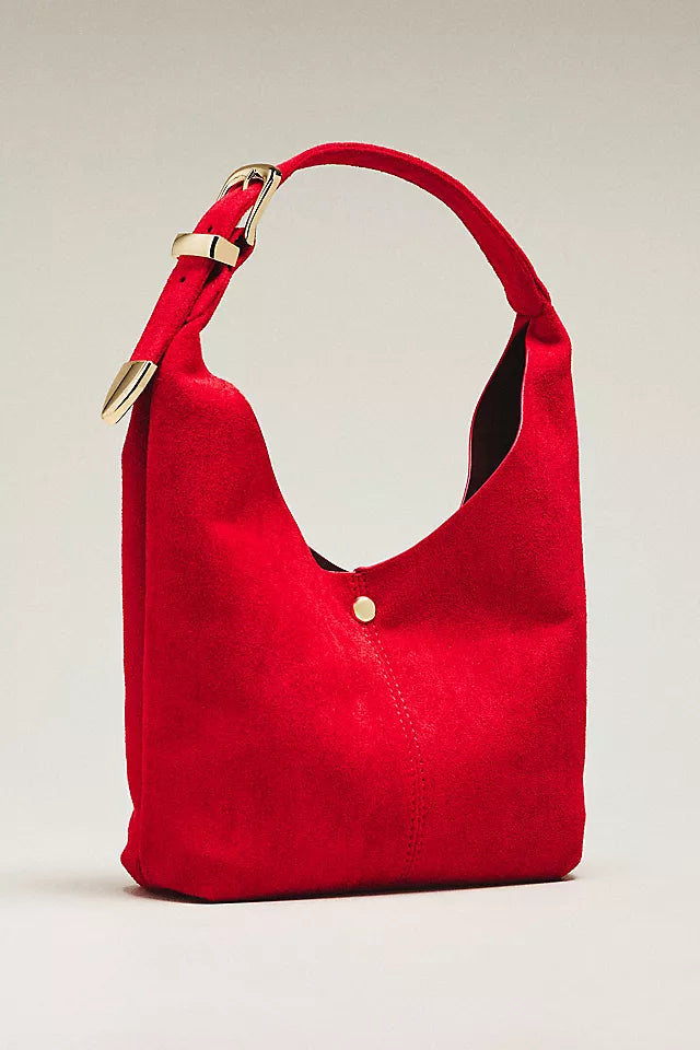 Love Knot Faux Suede Mini Buckle Slouchy Bag
