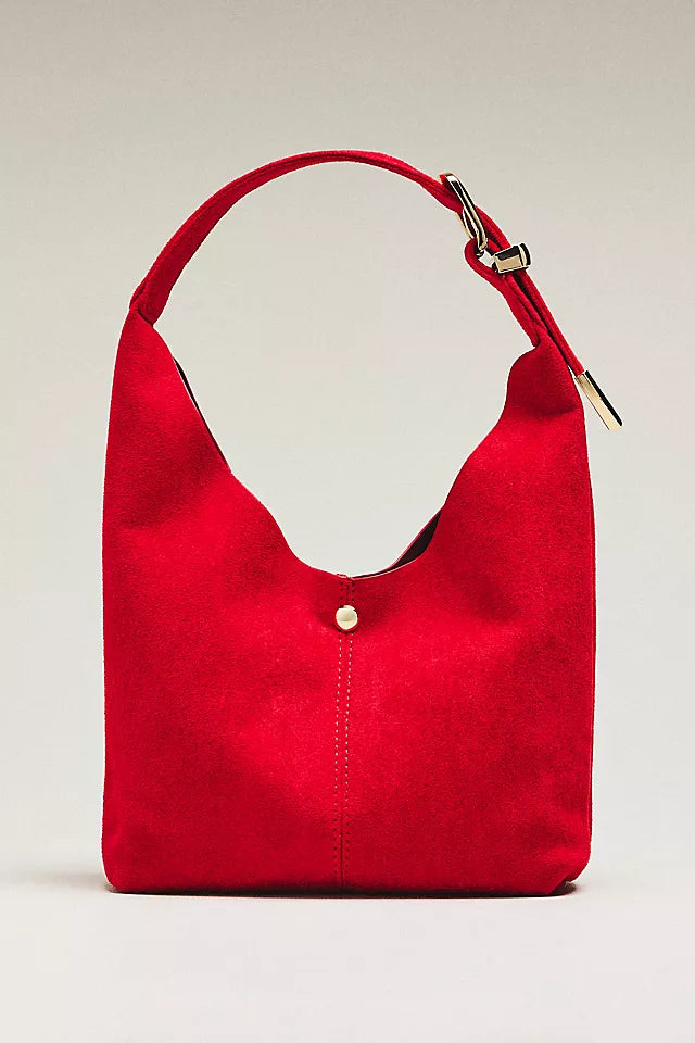 Love Knot Faux Suede Mini Buckle Slouchy Bag
