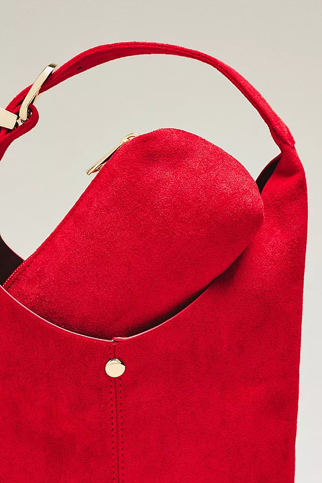 Love Knot Faux Suede Mini Buckle Slouchy Bag