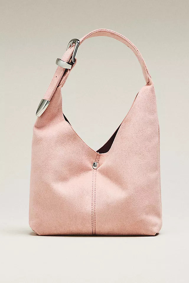 Love Knot Faux Suede Mini Buckle Slouchy Bag
