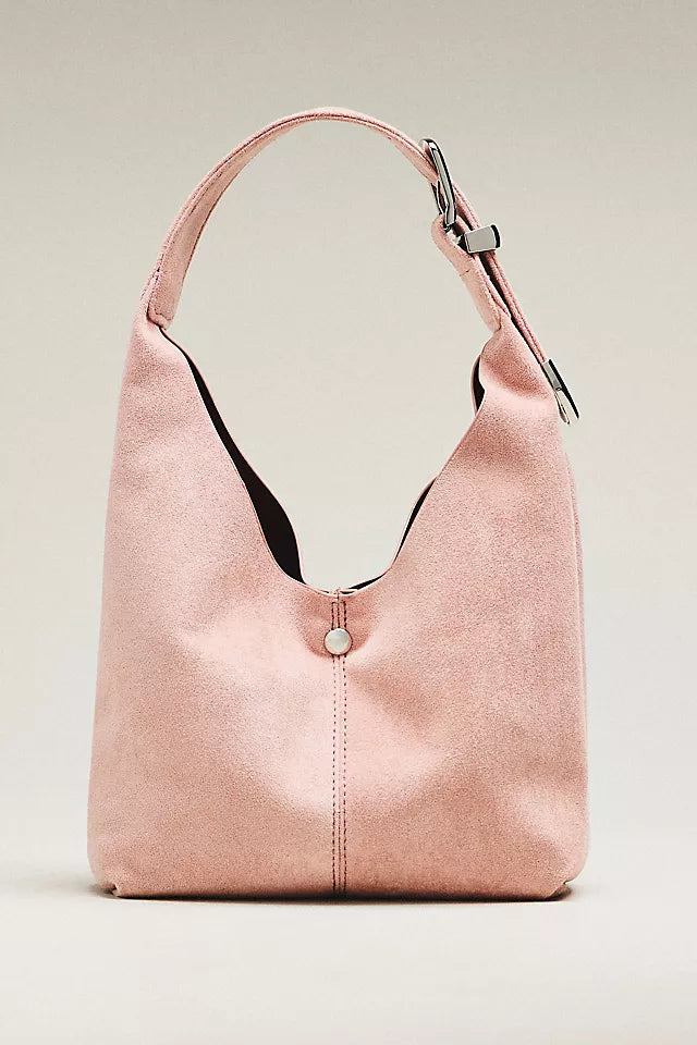 Love Knot Faux Suede Mini Buckle Slouchy Bag