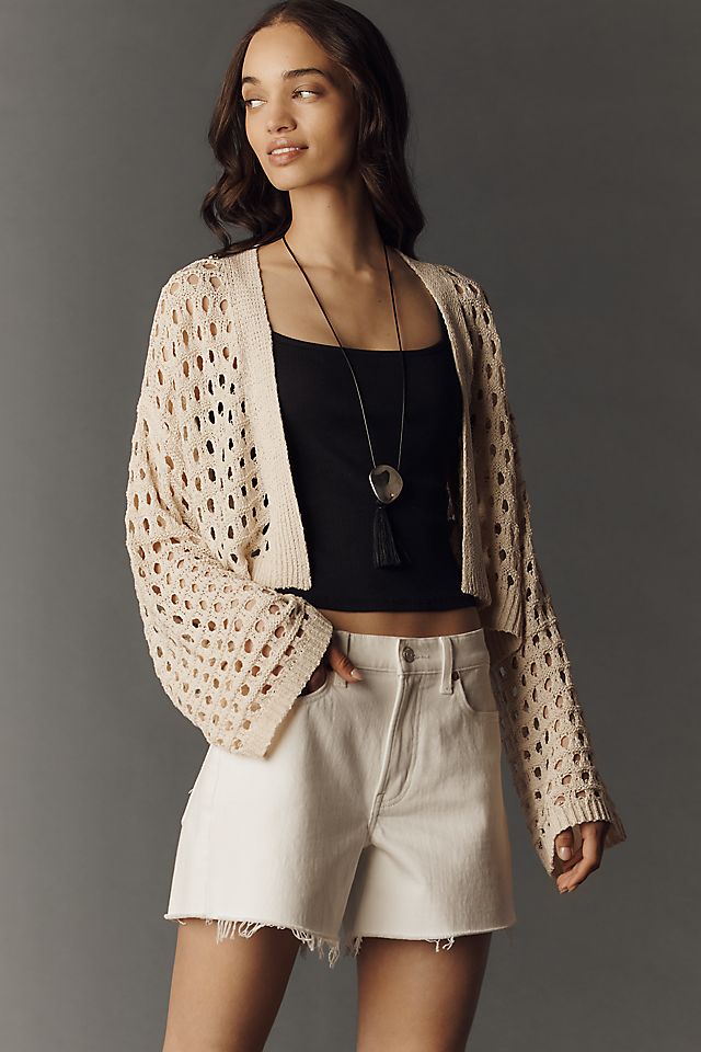 By Anthropologie Crochet Cardigan Cream