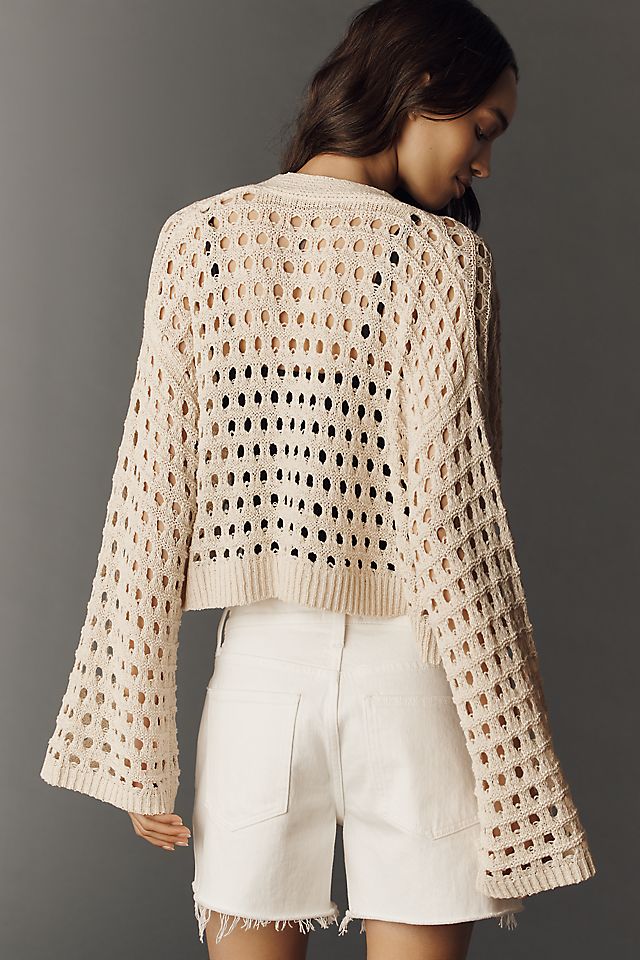 By Anthropologie Crochet Cardigan Cream