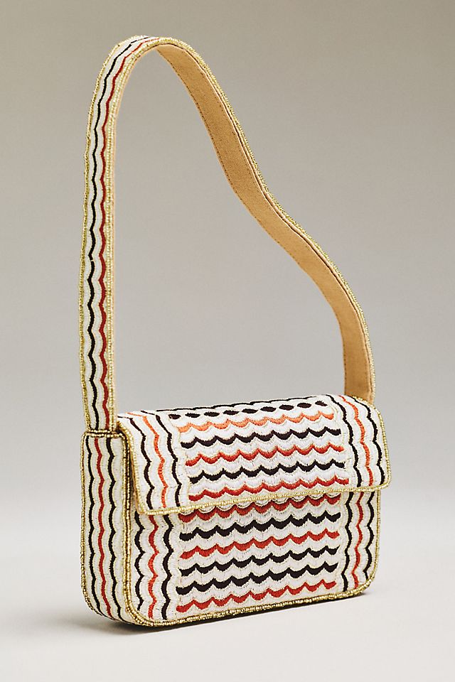 By Anthropologie Fiona Beaded Geometric Shoulder Bag