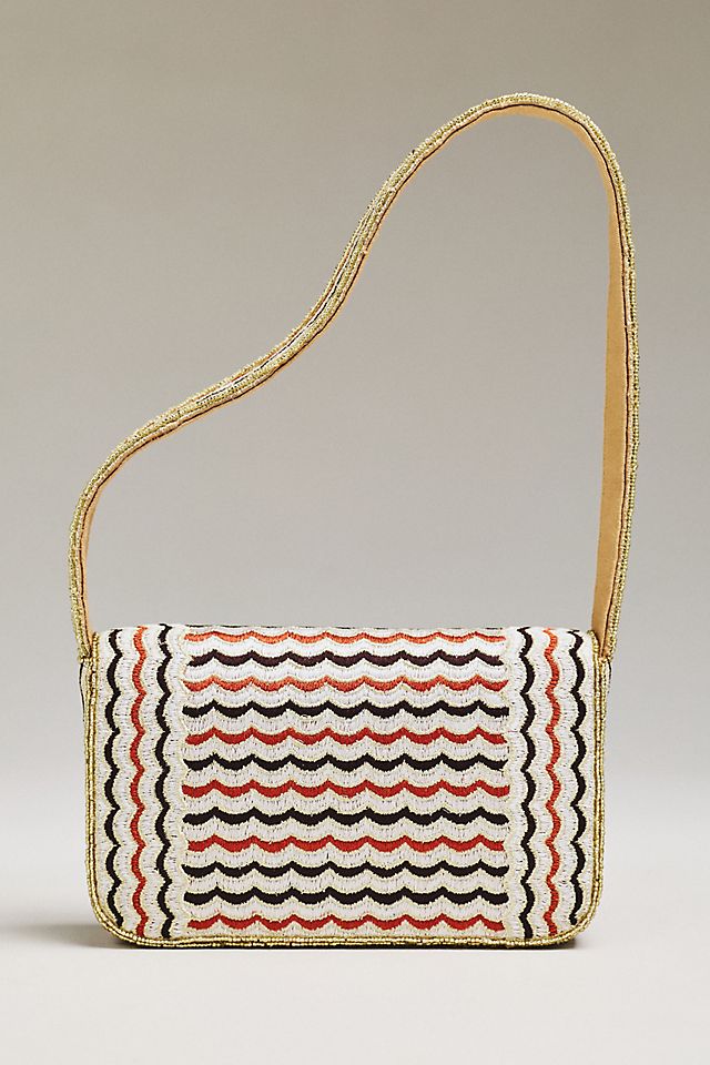 By Anthropologie Fiona Beaded Geometric Shoulder Bag