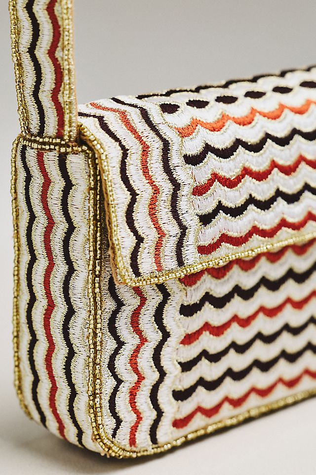 By Anthropologie Fiona Beaded Geometric Shoulder Bag