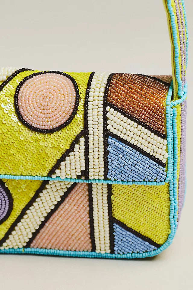 Fiona Beaded Geometric Shoulder Bag