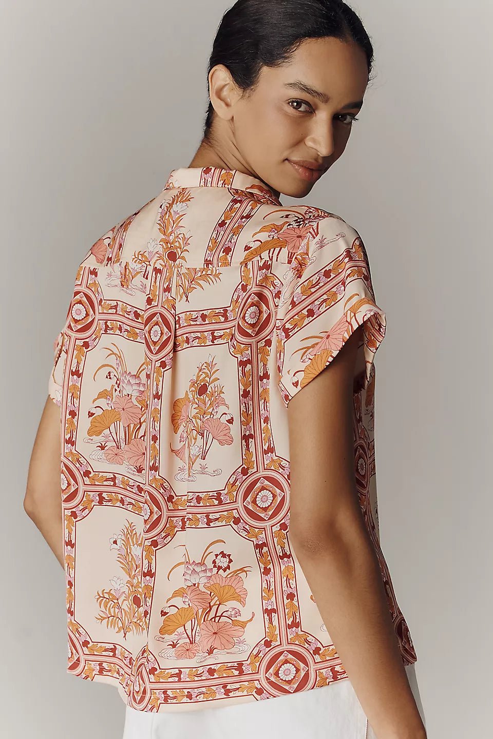 Brenna Short-Sleeve Buttondown Shirt