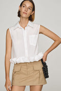Maeve 100% Cotton Ruffled Buttondown Shirt