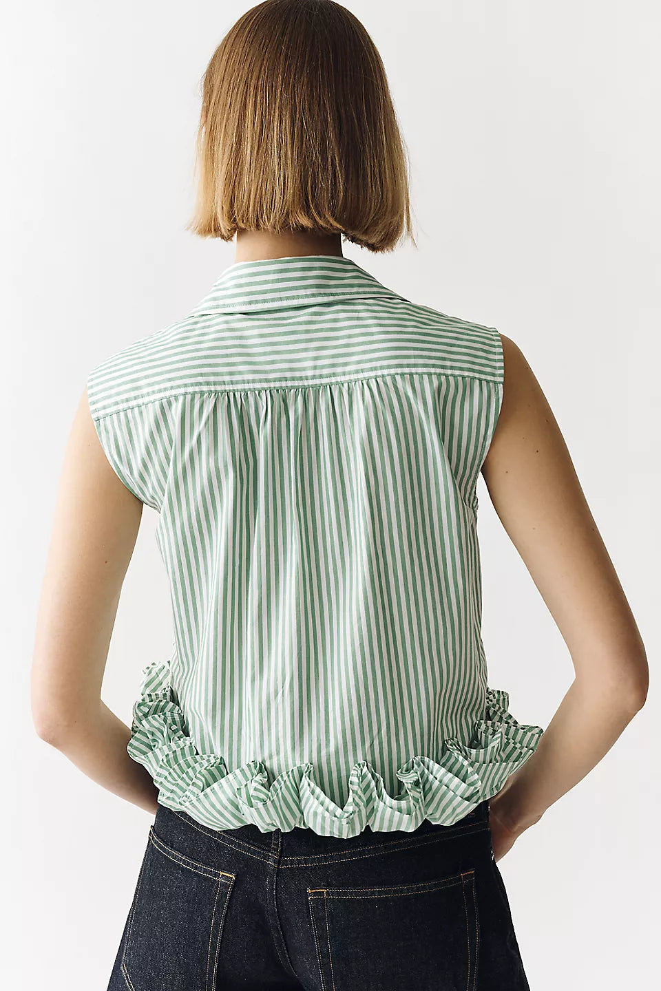 Maeve 100% Cotton Ruffled Buttondown Shirt