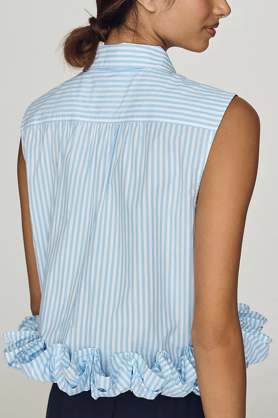 Maeve 100% Cotton Ruffled Buttondown Shirt