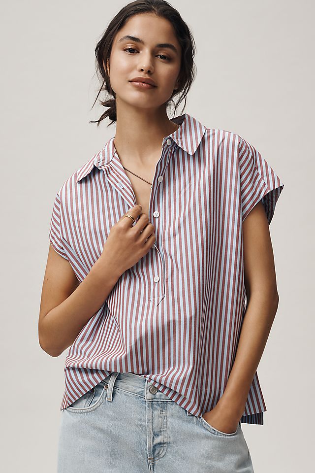 Maeve Cotton Sleeveless Buttondown Shirt