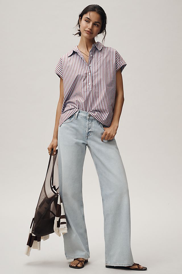 Maeve Cotton Sleeveless Buttondown Shirt