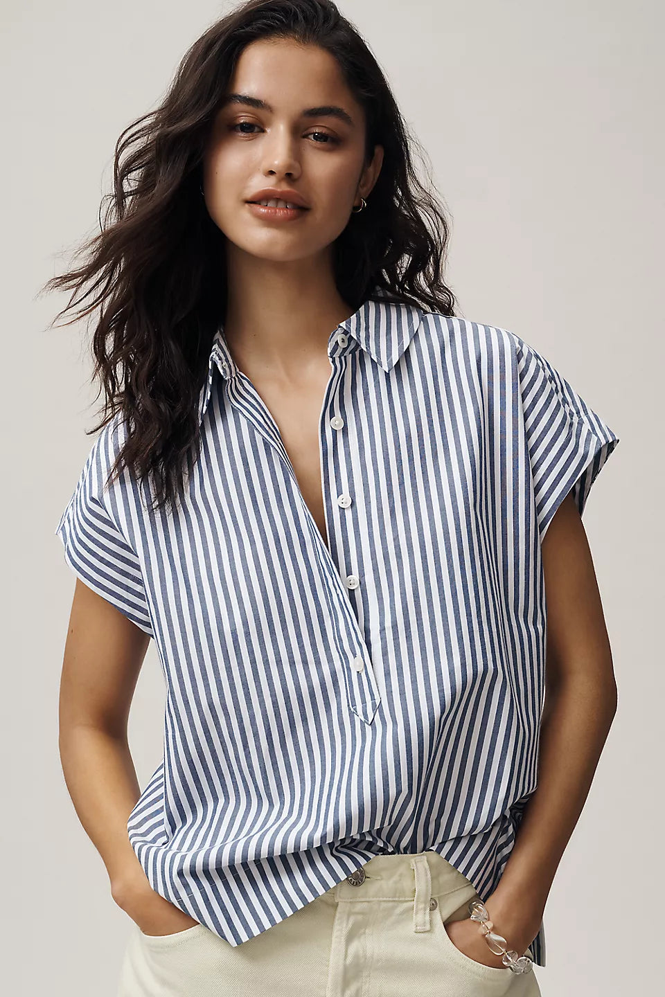 Maeve Cotton Sleeveless Buttondown Shirt