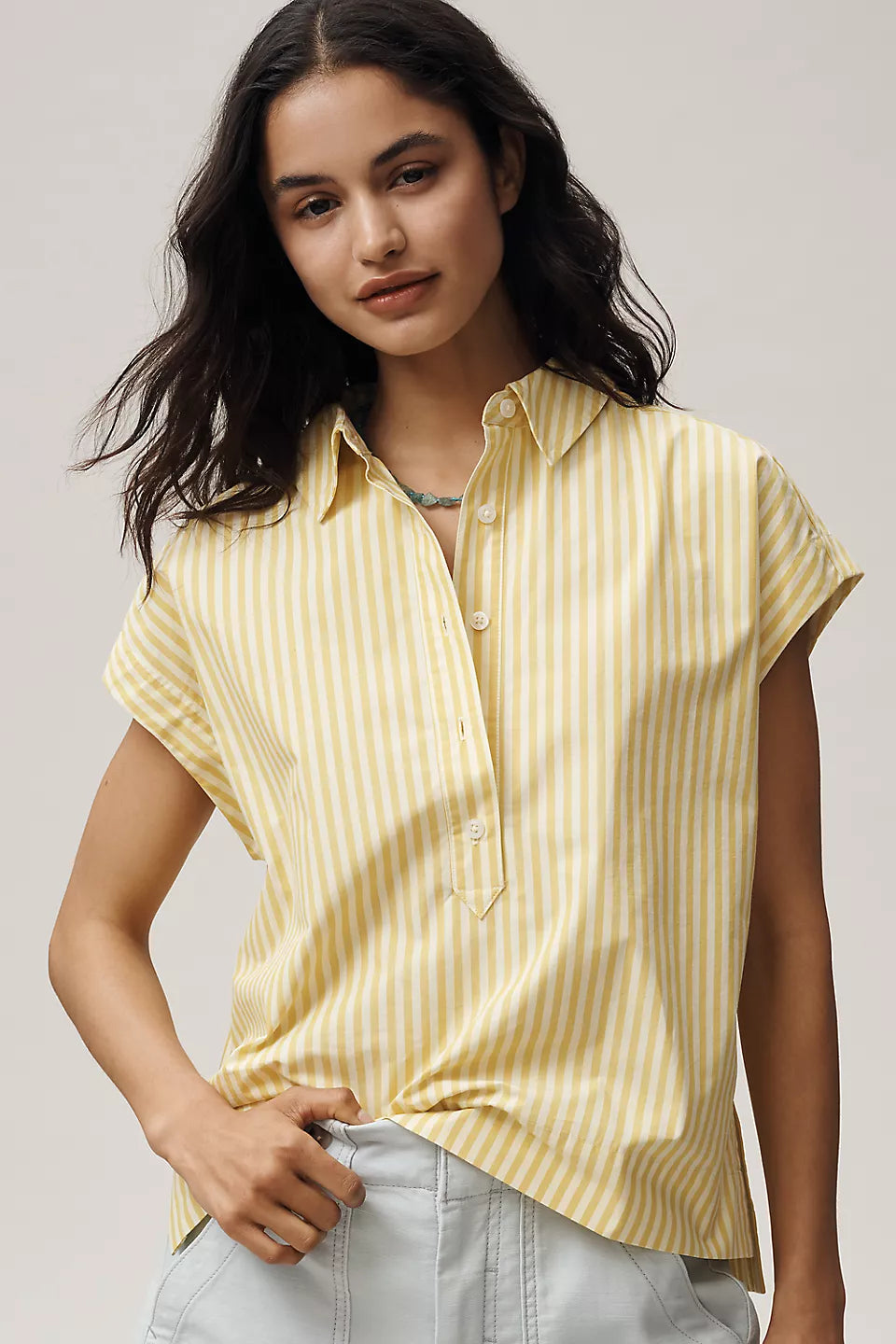 Maeve Cotton Sleeveless Buttondown Shirt