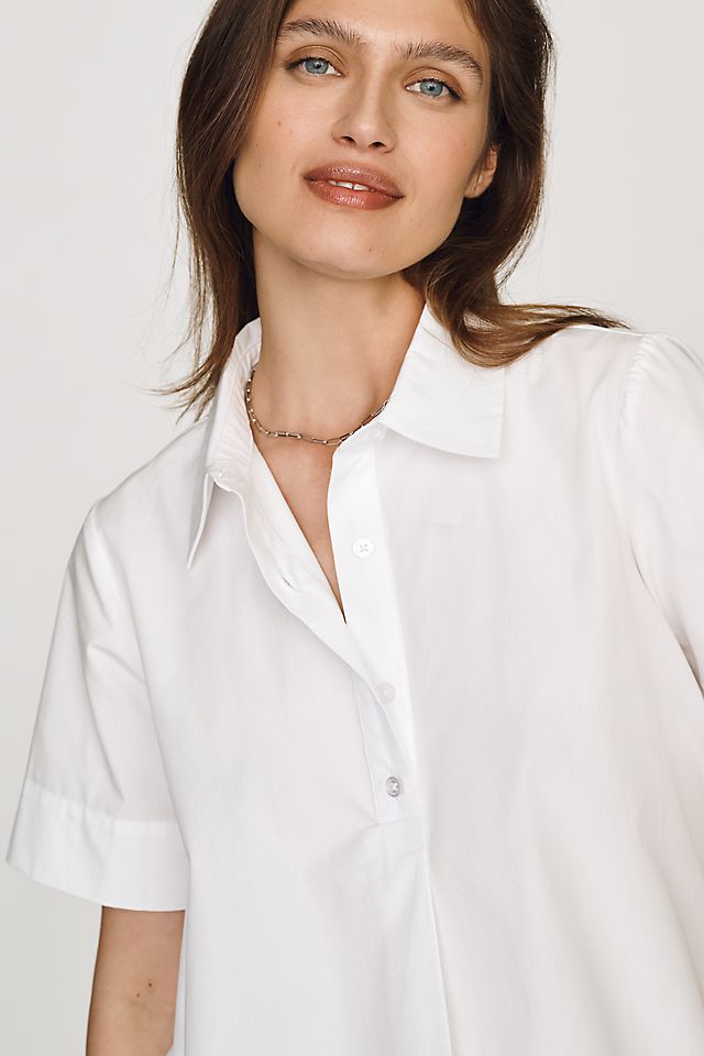 By Anthropologie Pollie Short-Sleeve Swing Blouse