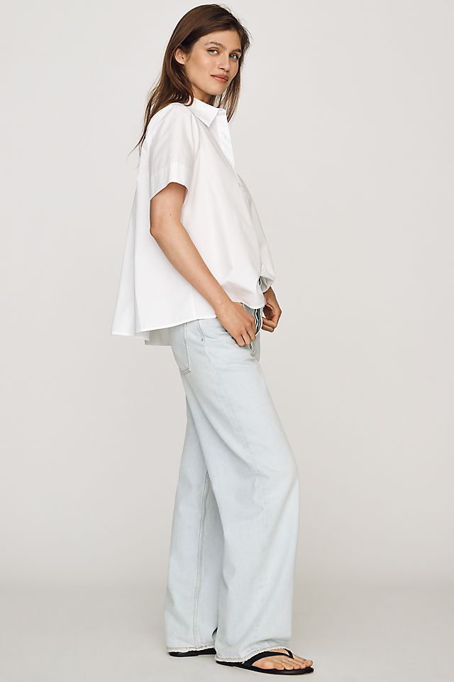 By Anthropologie Pollie Short-Sleeve Swing Blouse