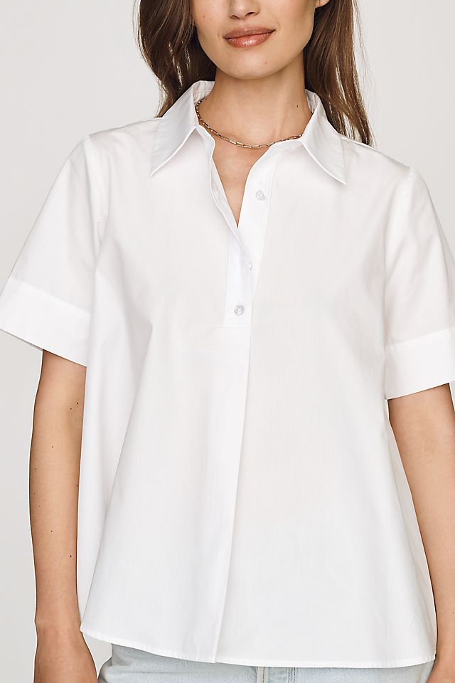 By Anthropologie Pollie Short-Sleeve Swing Blouse