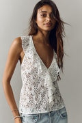 Flat White Lace Halter Top