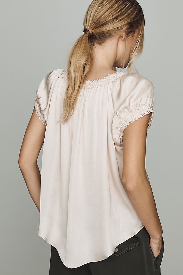 By Anthropologie Amber Short-Sleeve Silken Top