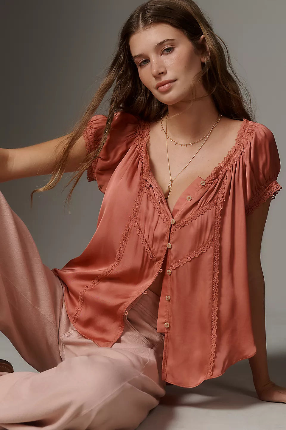 Amber Short-Sleeve Silken Top