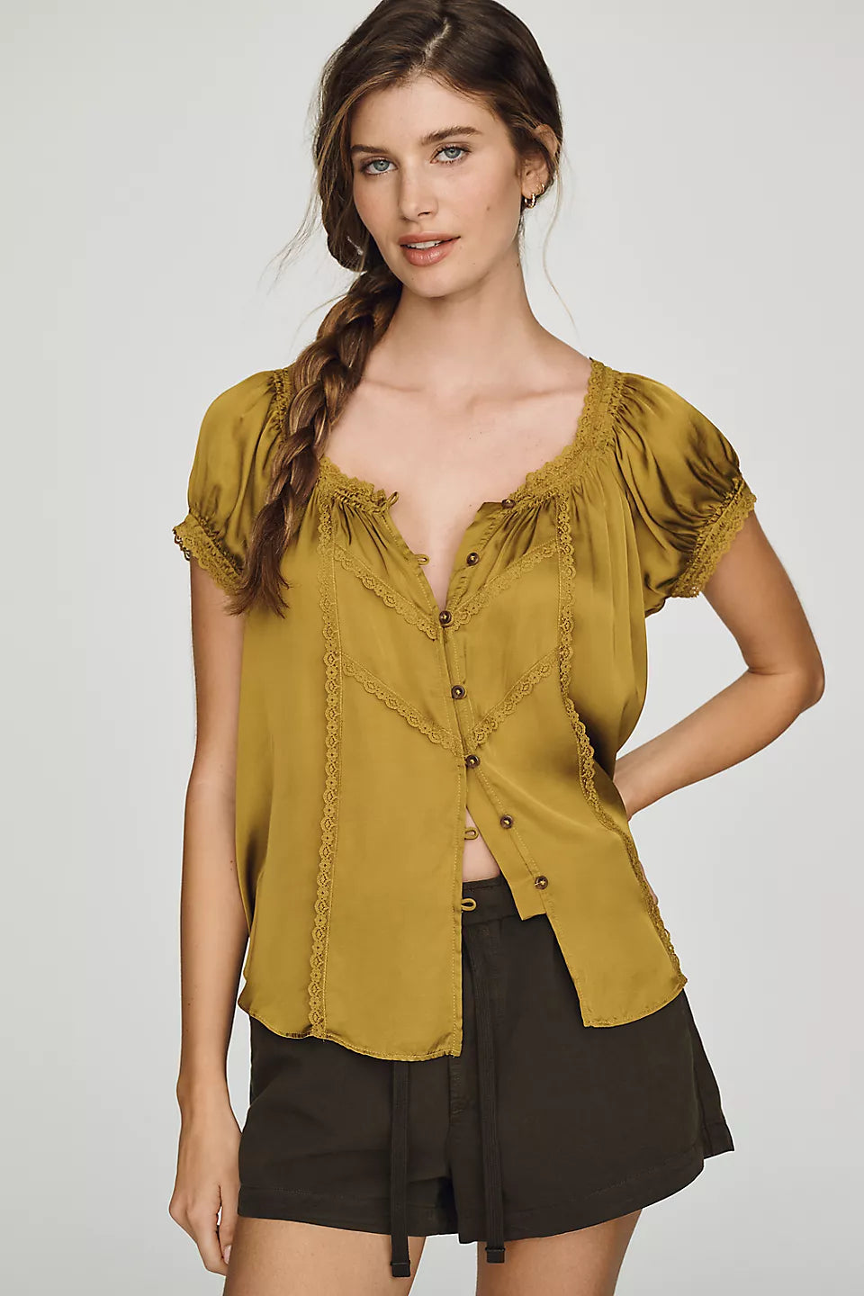 Amber Short-Sleeve Silken Top
