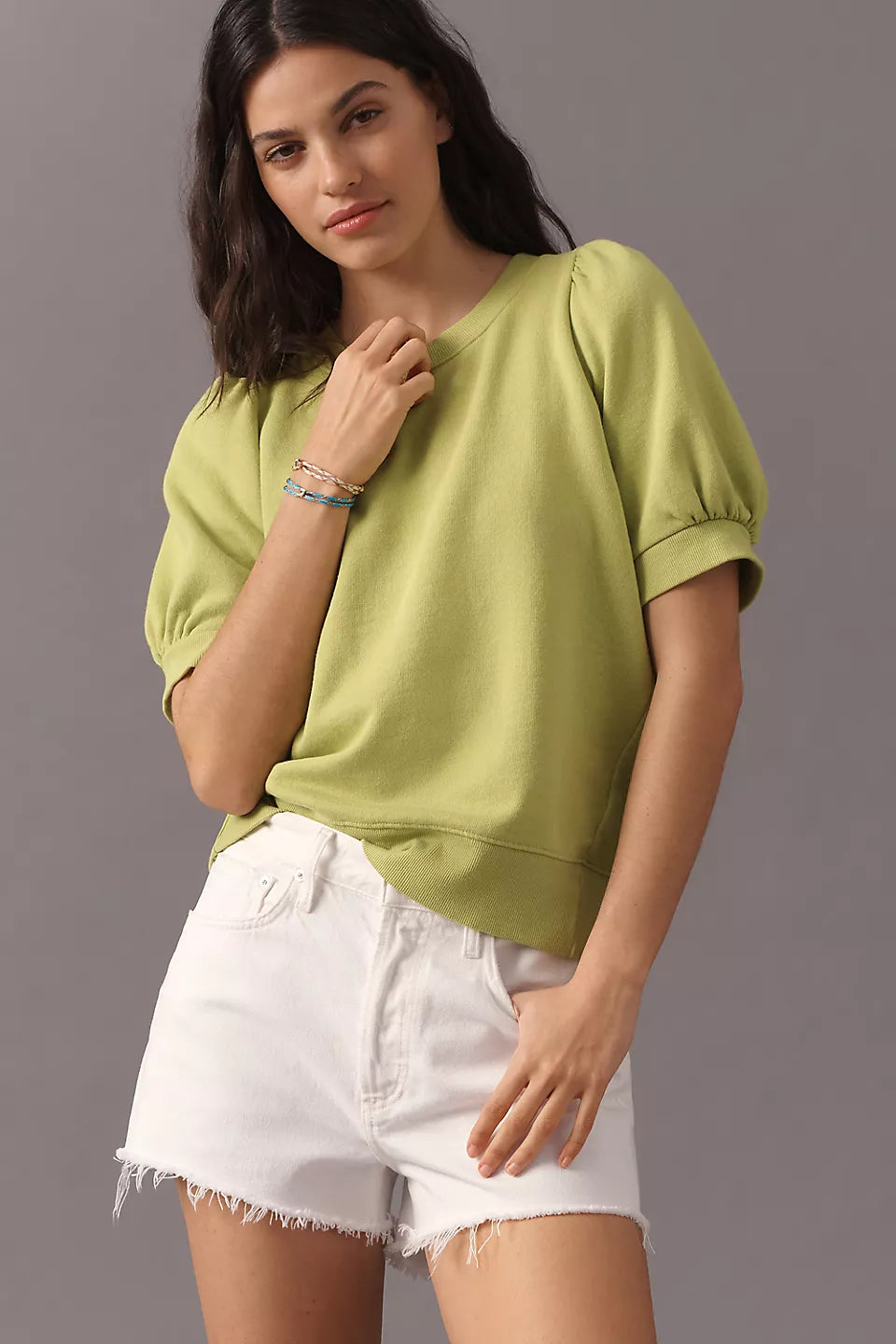 Maeve Puff-Sleeve Sweatshirt Tee