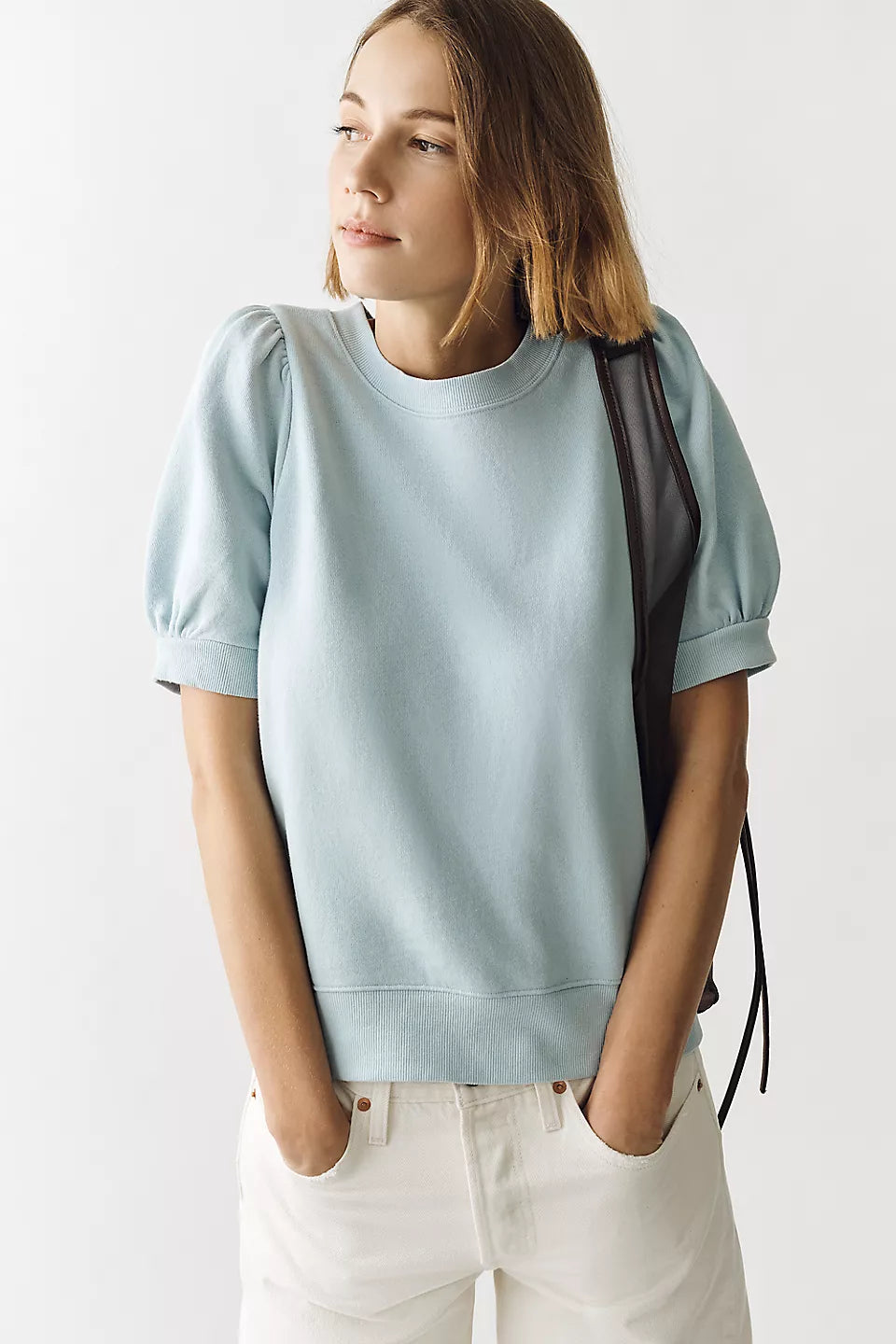 Maeve Puff-Sleeve Sweatshirt Tee
