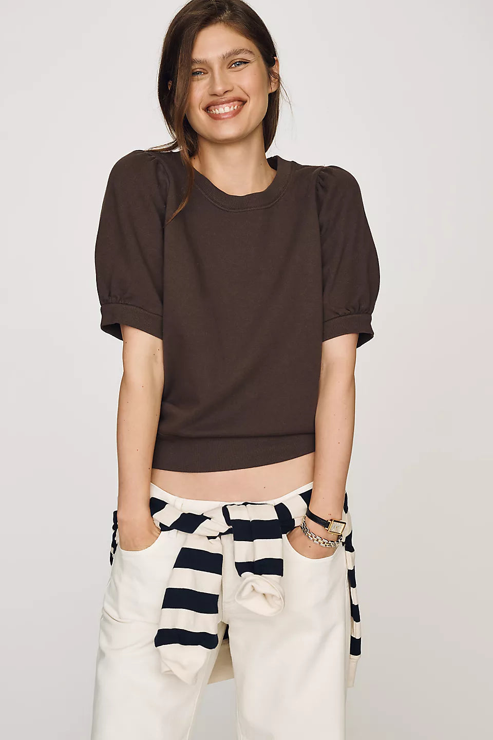 Maeve Puff-Sleeve Sweatshirt Tee